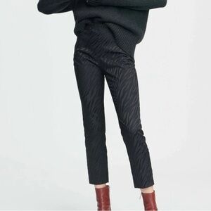 RAG & BONE SIMONE ITALIAN ZEBRA JACQUARD SLIM FIT CROP Cotton BLACK PANT SIZE 10
